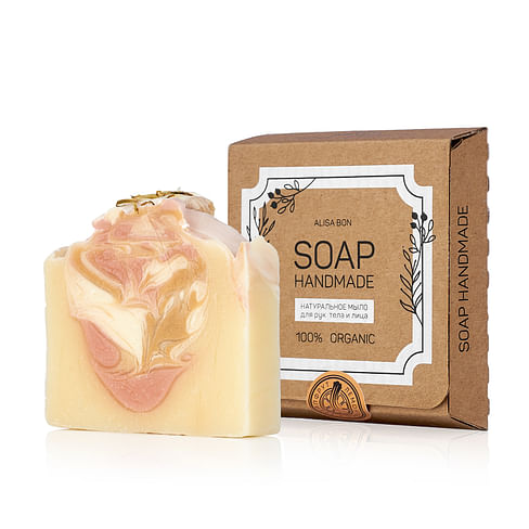 Натуральное мыло лемонграсс с грейпфрутом Alisa Bon "Soap Handmade" в подарок подставка