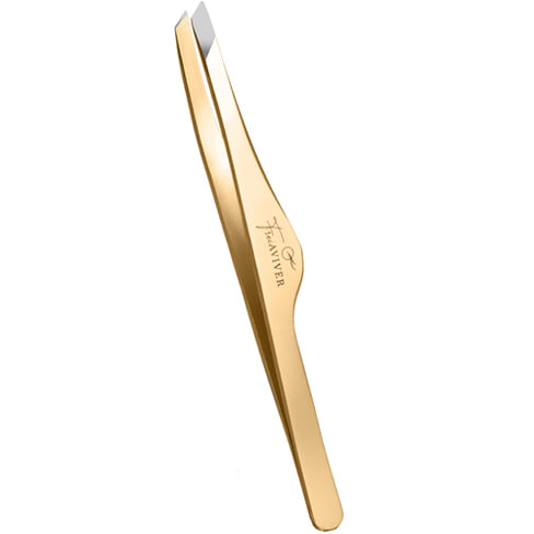 Пинцет для бровей скошенный ручная заточка Frei Aviver Gloss Gold