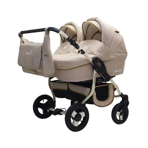 Коляска для двойни 2 в 1 Bart-plast Fenix Duo Prime 2 в 1 (06 - бежевый лен)