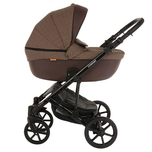 Коляска 2 в 1 PITUSO CONFORT GUCCI+Кожа Тем.коричневый