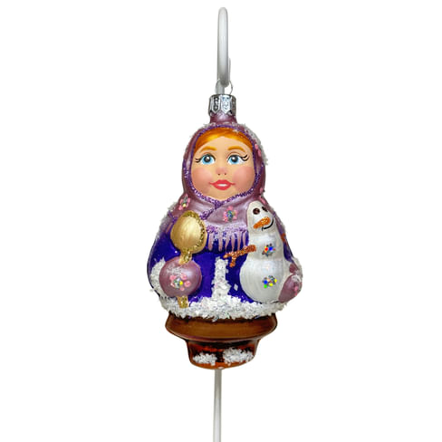 Елочная игрушка Девочка со снеговиком арт. re - 115