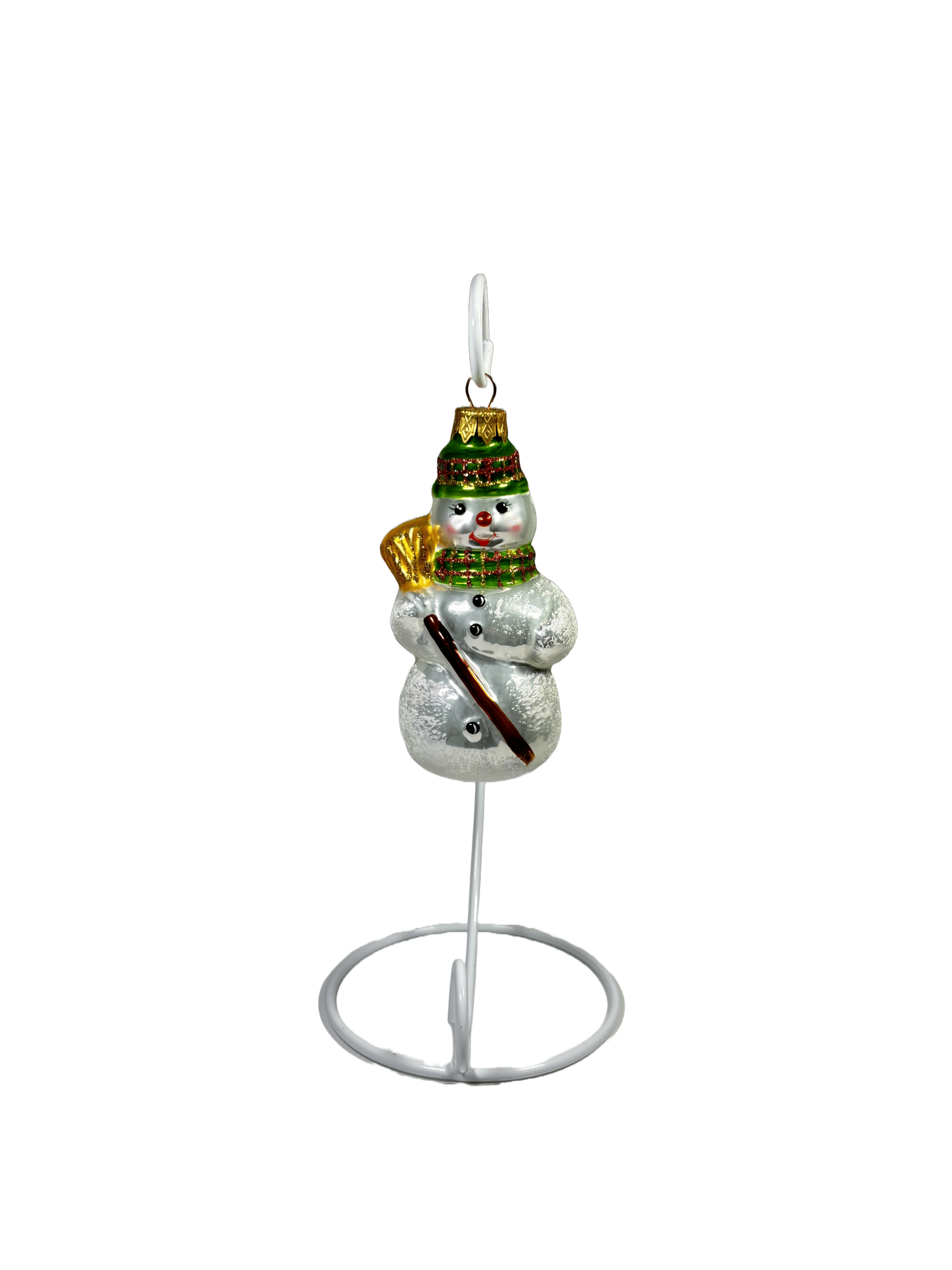 Елочная игрушка Снеговик с метлой
