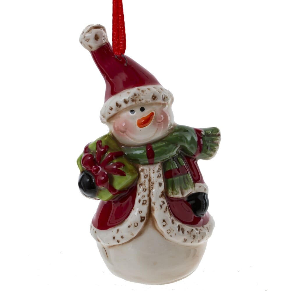 Новогоднее украшение Снеговик с подарком