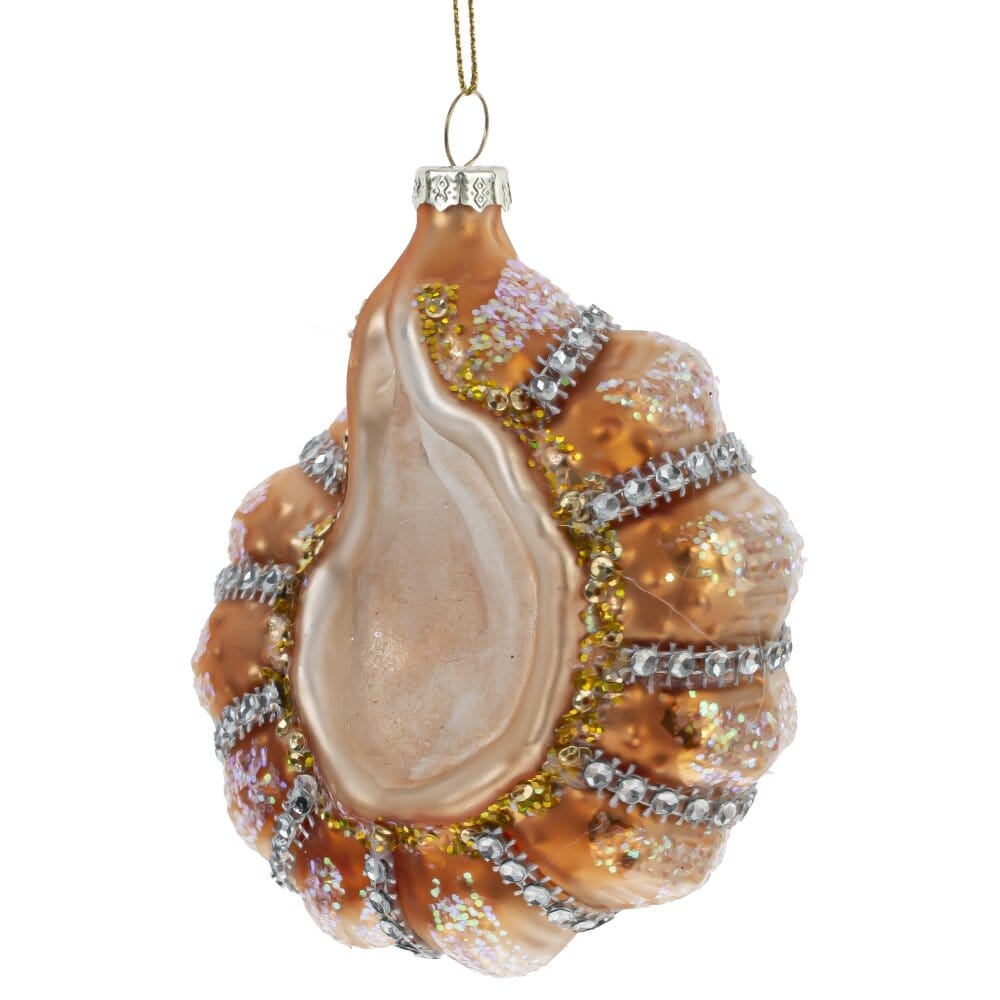 Стеклянная елочная игрушка Ракушка