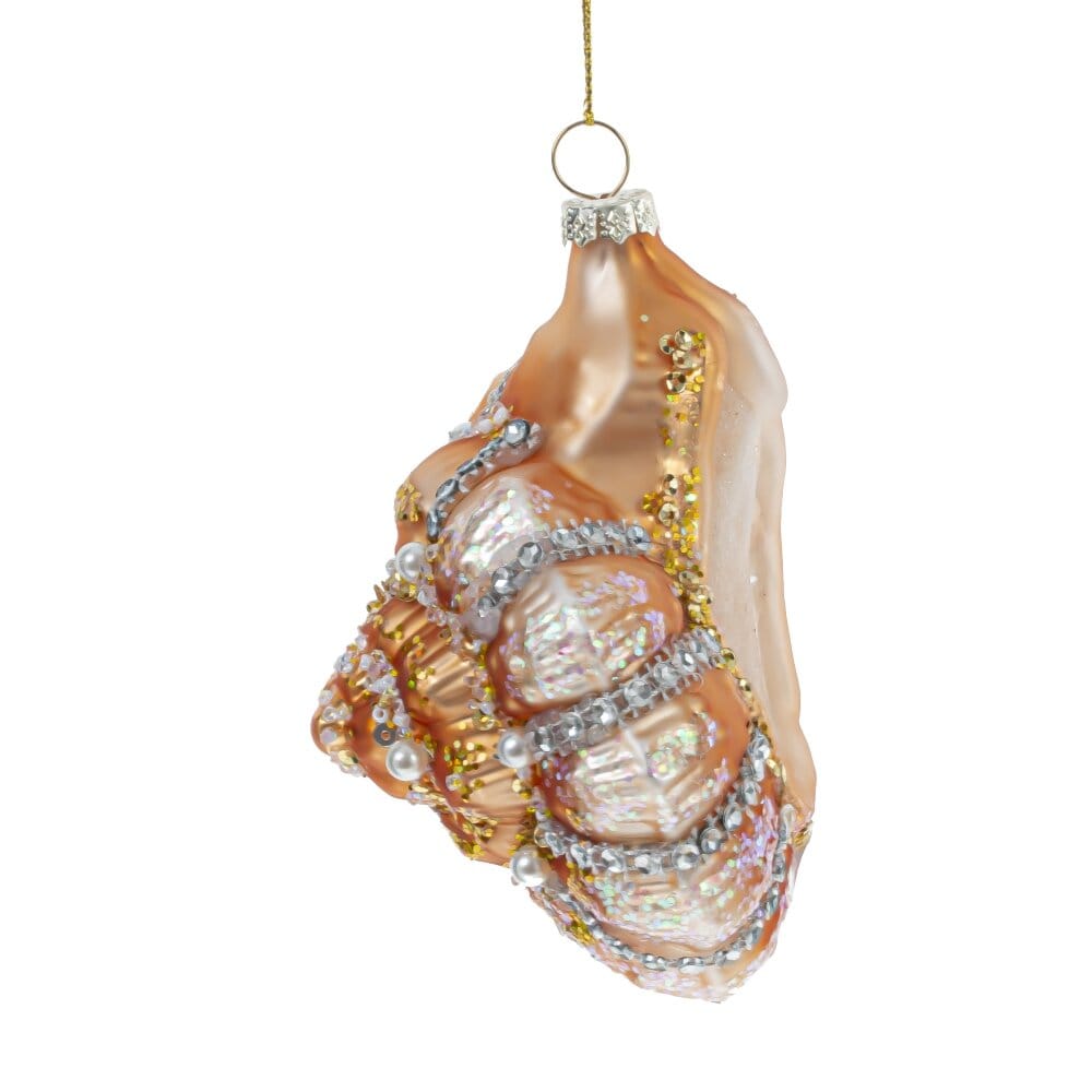 Стеклянная елочная игрушка Ракушка
