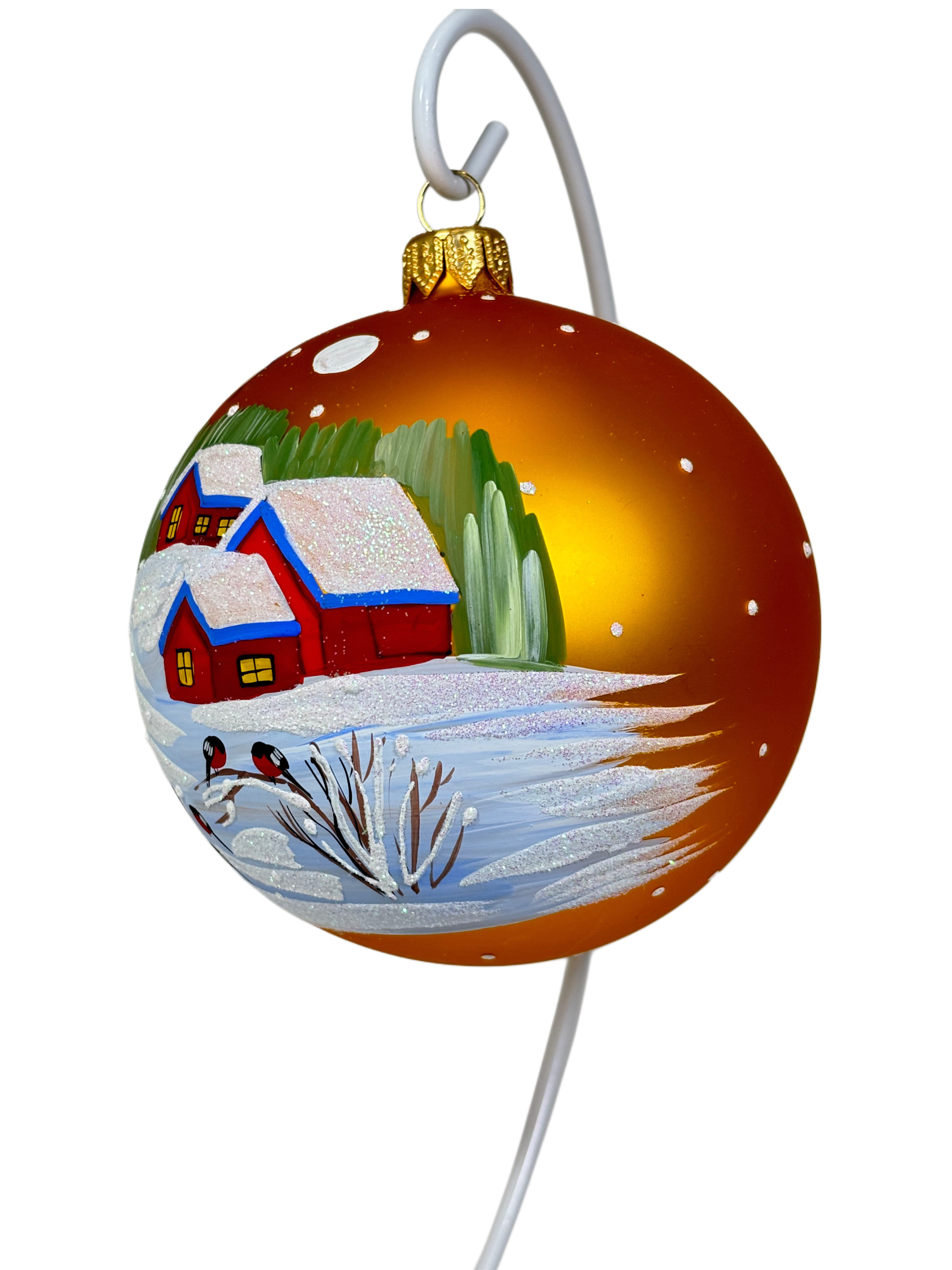 Елочная игрушка Пейзаж со снегирями