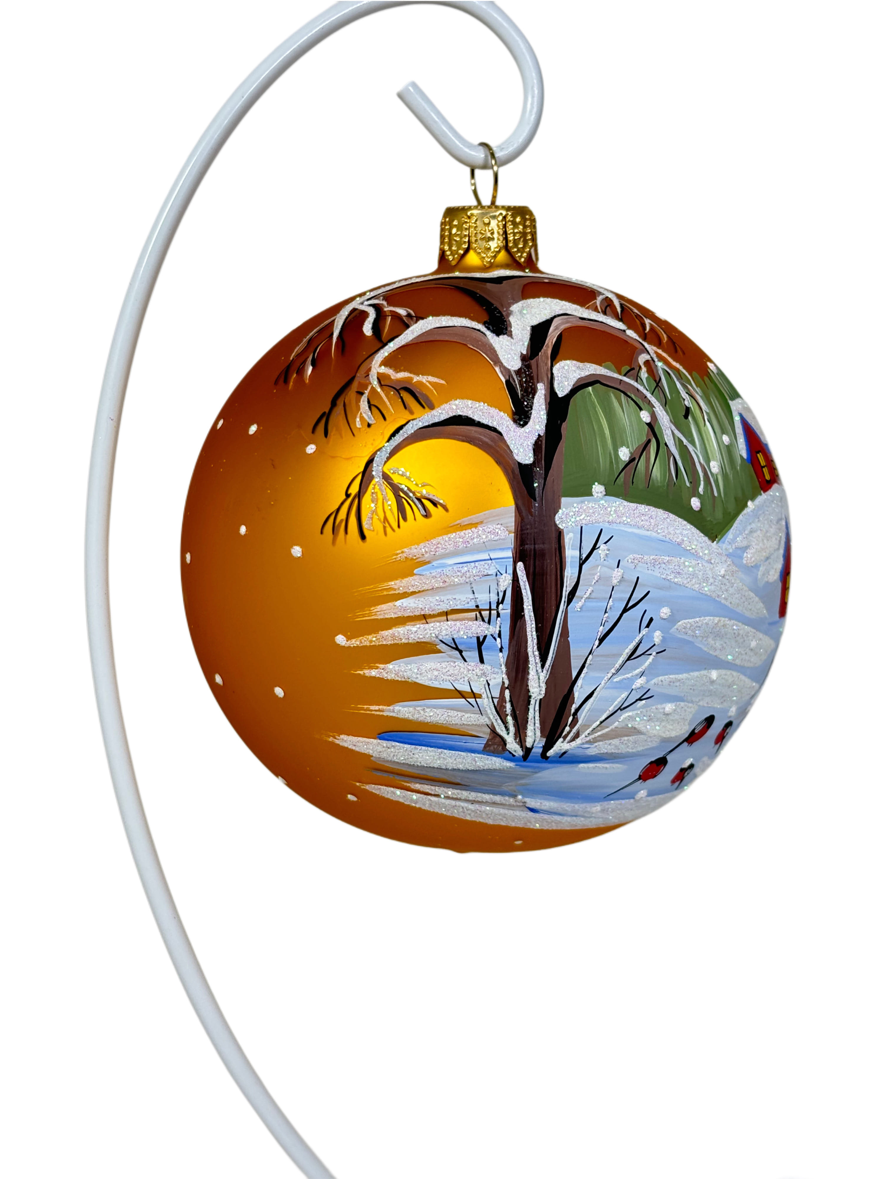 Елочная игрушка Пейзаж со снегирями