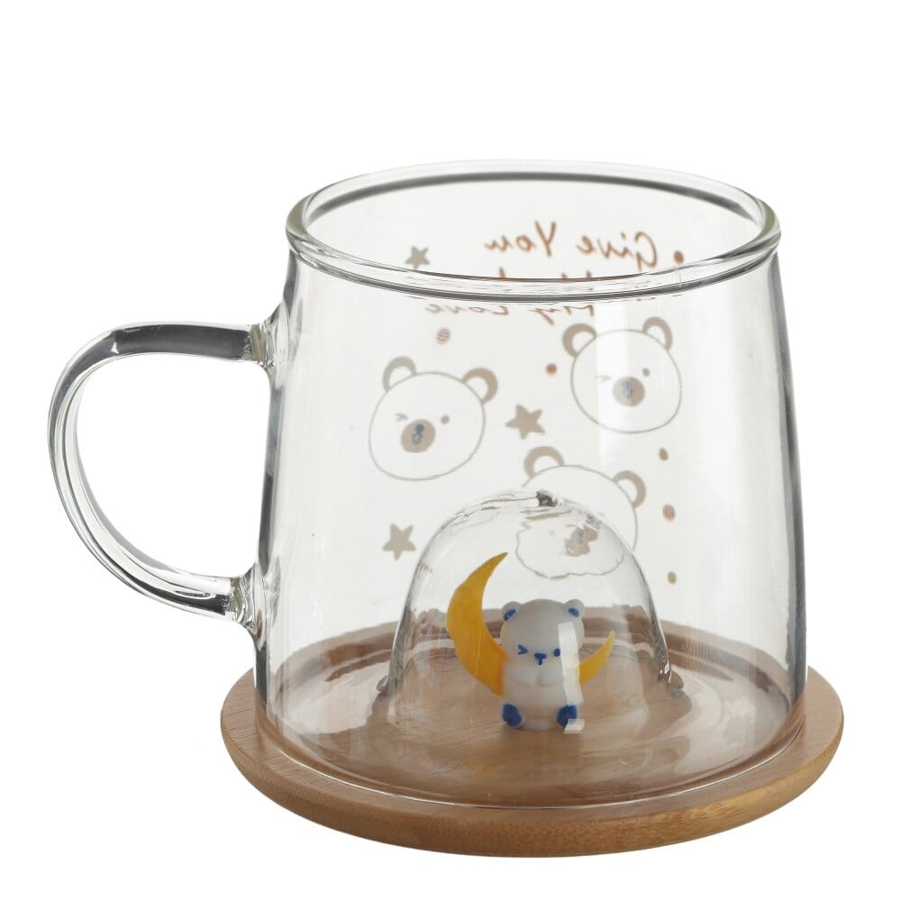 Кружка с деревянной крышкой медвежонок