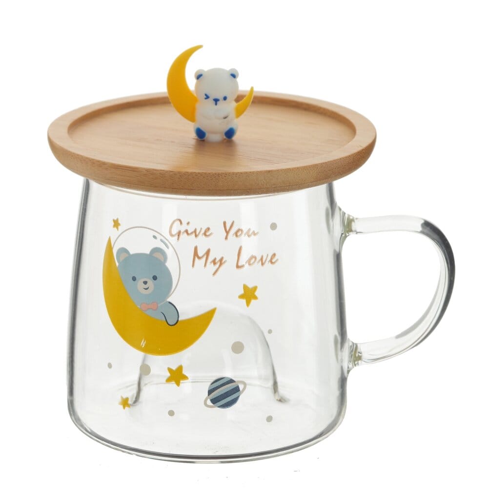 Кружка с деревянной крышкой медвежонок