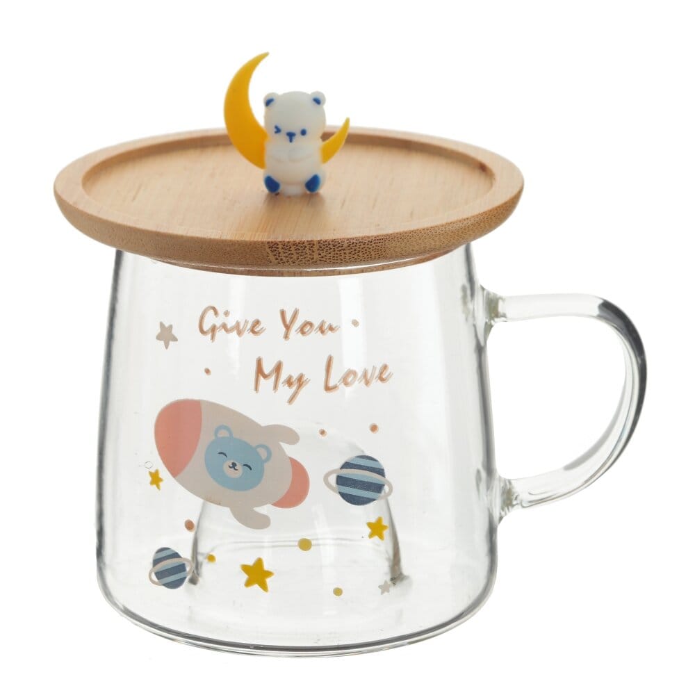 Кружка с деревянной крышкой медвежонок