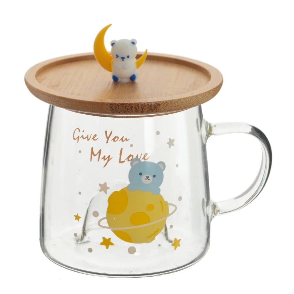 Кружка с деревянной крышкой медвежонок
