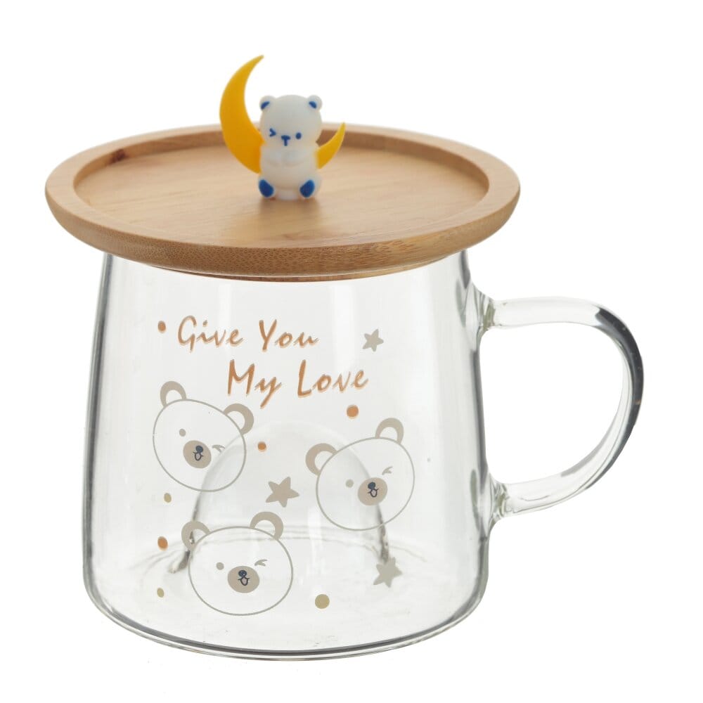 Кружка с деревянной крышкой медвежонок