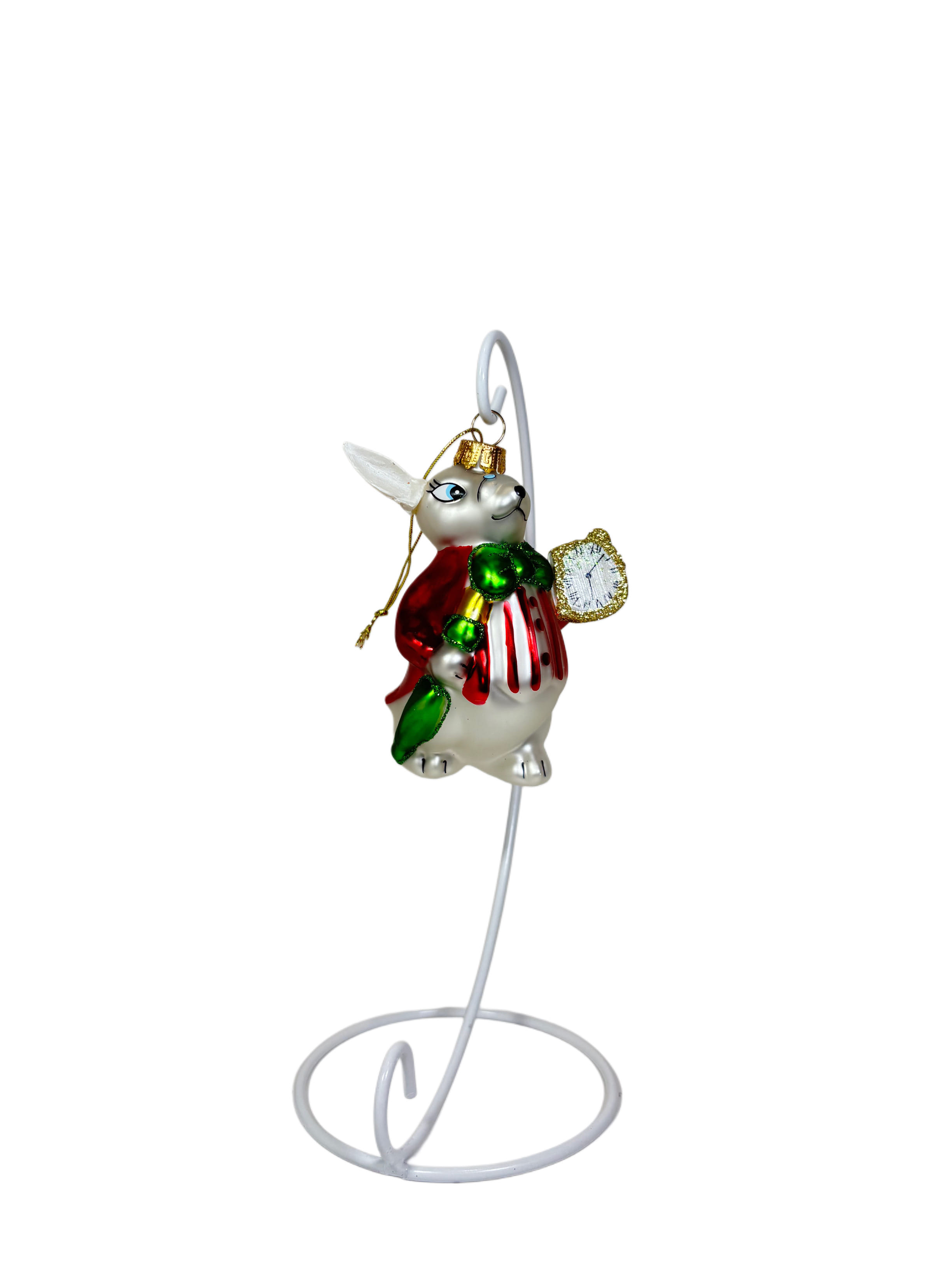 Елочная игрушка Кролик с часами