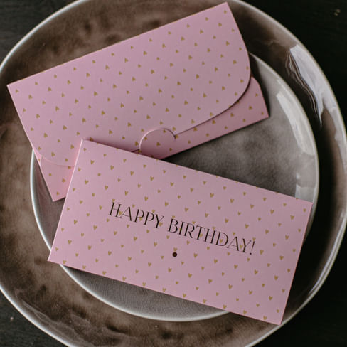 D-478 "Happy birthday!" конверт c золотым тиснением (5 штук в упак)