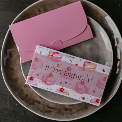 D-477 "Happy birthday!" конверт c золотым тиснением (5 штук в упак)