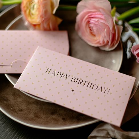D-369 "Happy birthday!" конверт c золотым тиснением (5 штук в упак)