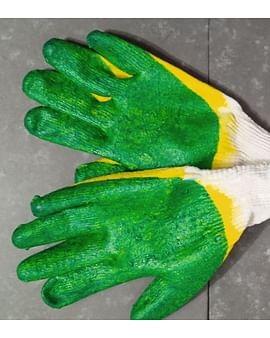 Перчатки хозяйственные Прорезиненные зелёный