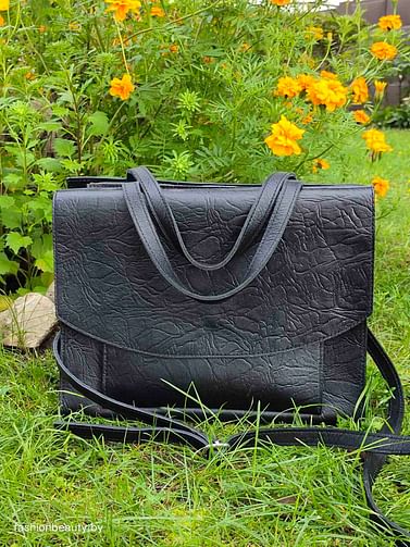 Женская сумка-портфель из натуральной кожи модель 479 (черный)