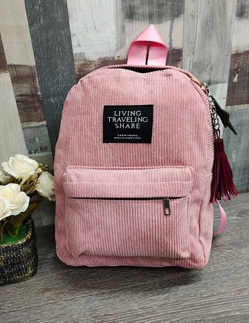 Рюкзак женский вельветовый модель 381 (розовый)