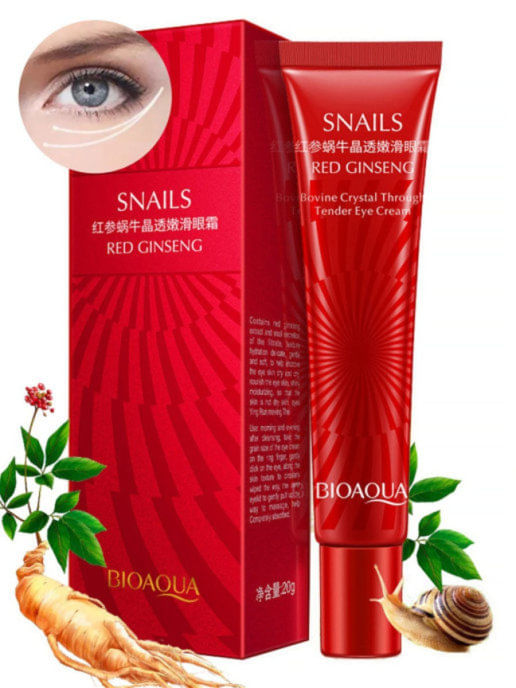 ОМОЛАЖИВАЮЩИЙ КРЕМ ДЛЯ ОБЛАСТИ ВОКРУГ ГЛАЗ С МУЦИНОМ УЛИТКИ И КРАСНЫМ ЖЕНЬШЕНЕМ, 20ГР. Bioaqua