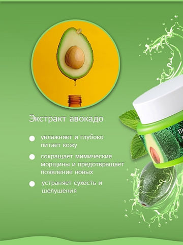 Увлажняющая маска-крем для лица с экстрактами авокадо и мяты Niacinome Avocado Elasticity Cream, 50г Bioaqua
