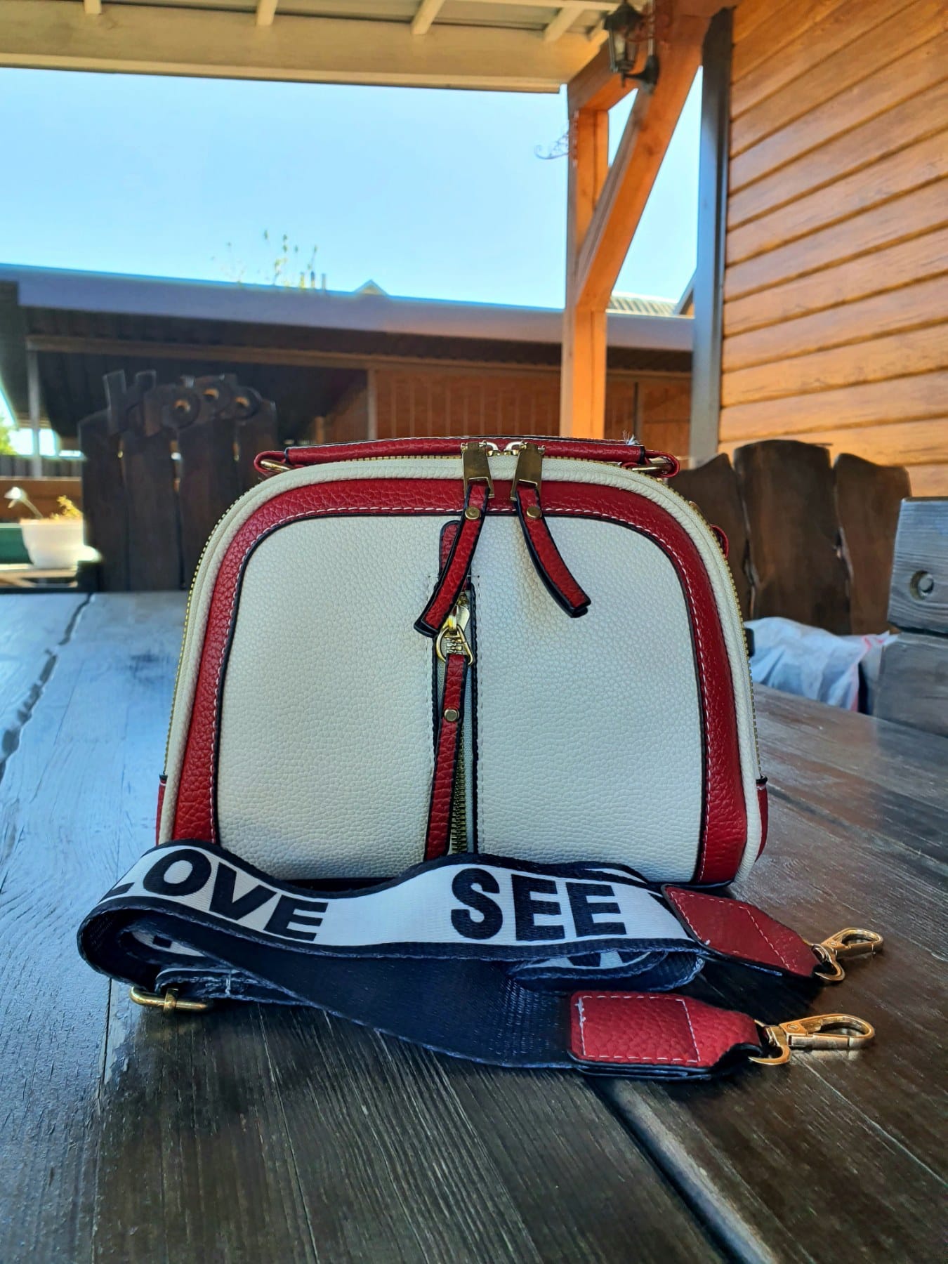 Сумка женская модель 755 (белый/красный)