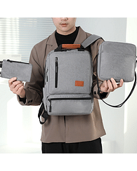 Набор рюкзак + сумки модель 812 (серый)