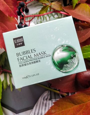 Маска для лица пузырьковая очищающая Bubbles Facial Mask, с коллагеном и вулканической глиной Senana