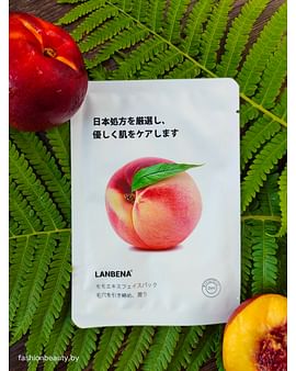 Успокаивающая тканевая маска для лица с экстрактом персика для чувствительной кожи 25 гр LANBENA
