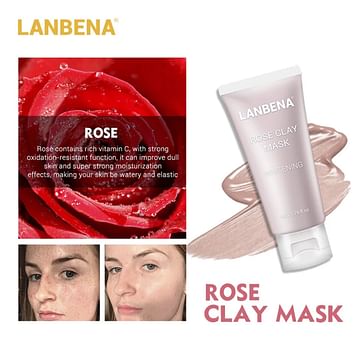 Маска для лица Rose Clay Face Mask отбеливающая 50 г LANBENA