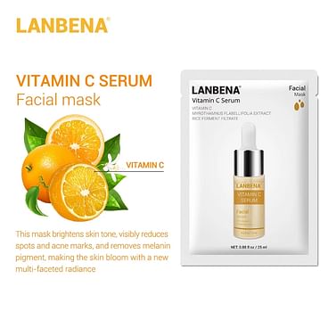 Маска для лица тканевая Vitamin C Serum осветляющая 25мл LANBENA