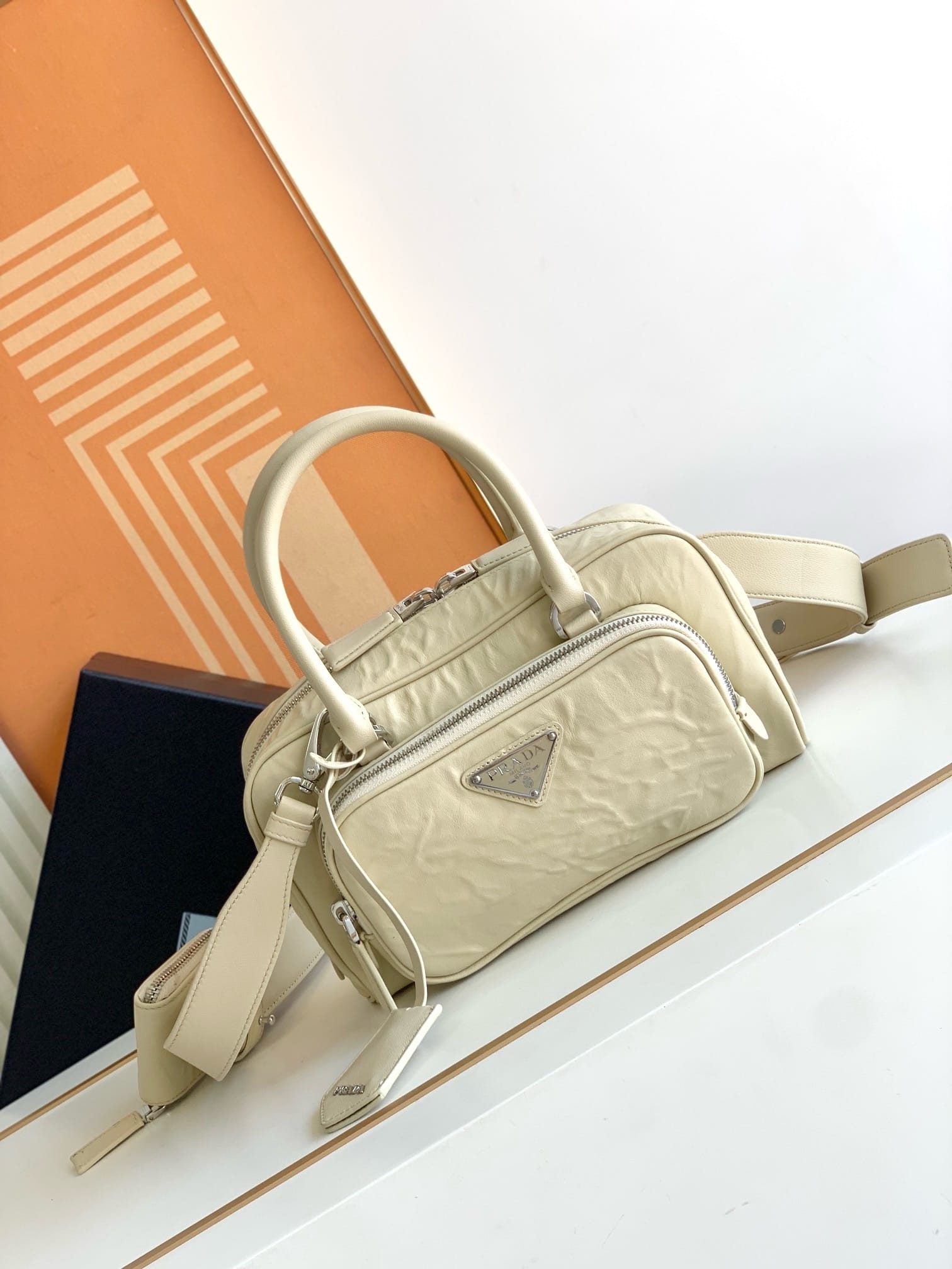 Antique nappa leather multi-pocket top-handle bag Prada 1BB099.3