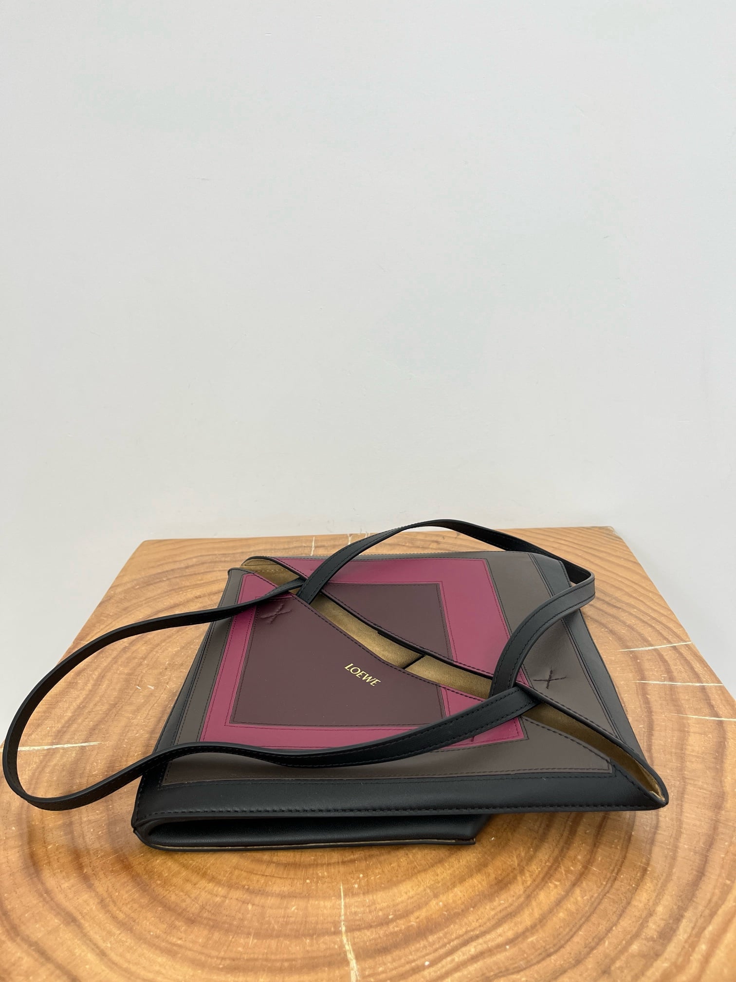 Puzzle Fold Tote Burgundy/Black Loewe 9103.1