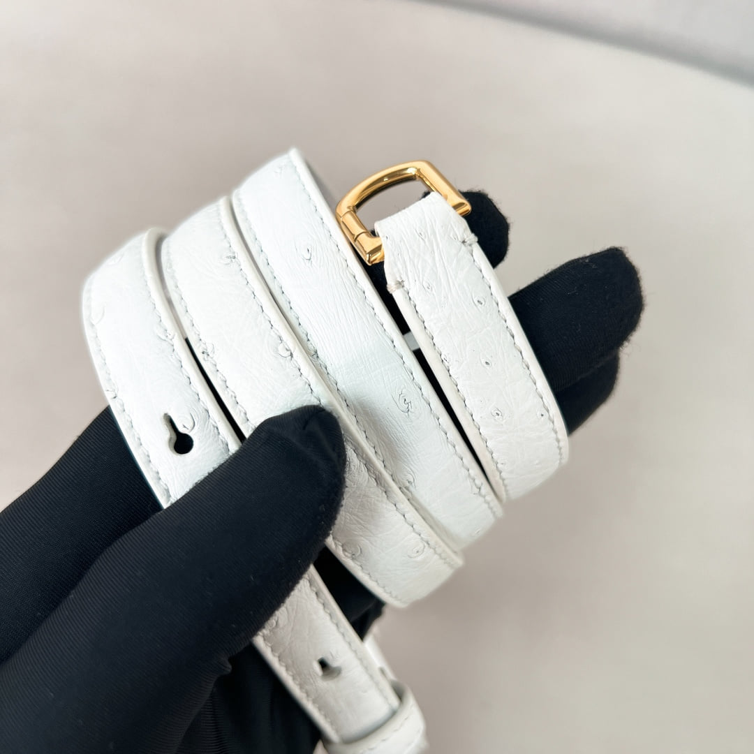 Extra Pocket L19 - молочно-белый, золотистая фурнитура - страусиная кожа Loro Piana Extra Pocket L19