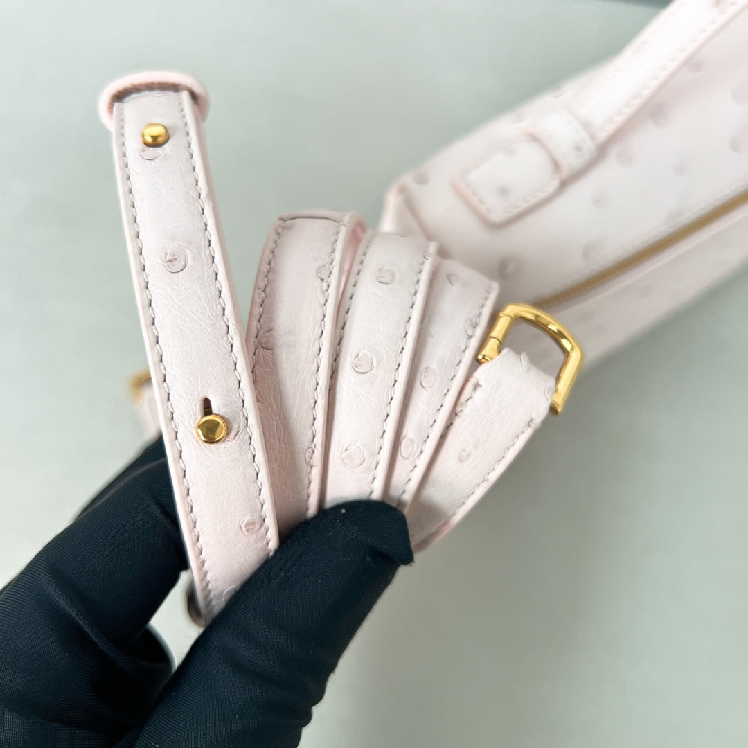 Extra Pocket L19 - светло-розовый, золотистая фурнитура - страусиная кожа Loro Piana Extra Pocket L19