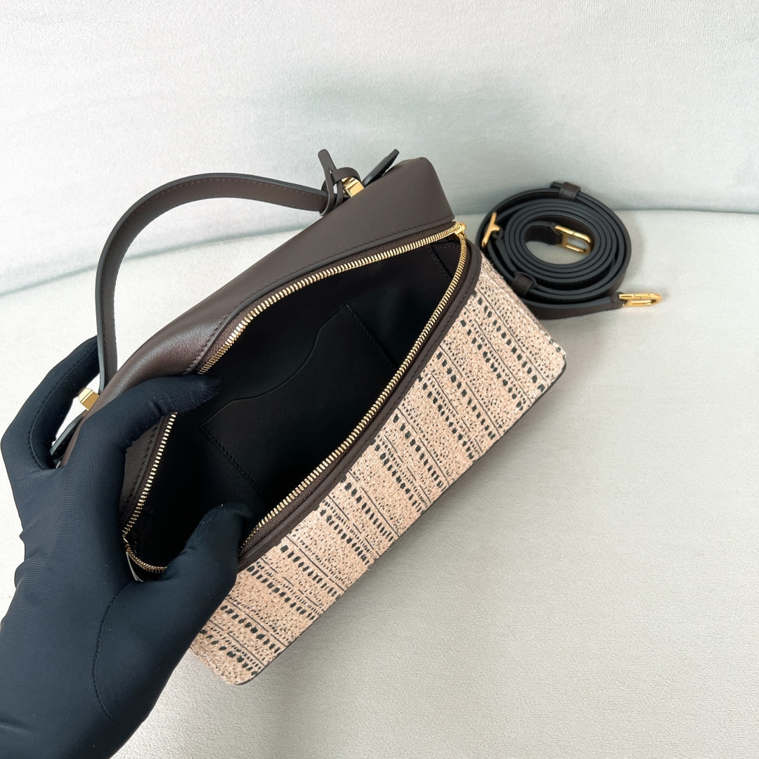 Extra Bag L23 - темно-серый с шоколадным, золотистая фурнитура - шелк Loro Piana Extra Bag L23