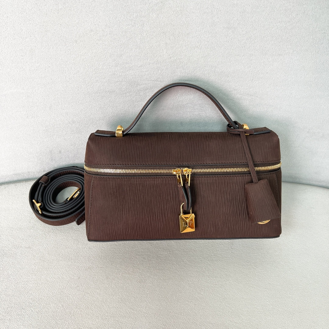 Extra Bag L23 - темно-коричневый - замша Loro Piana Extra Bag L23