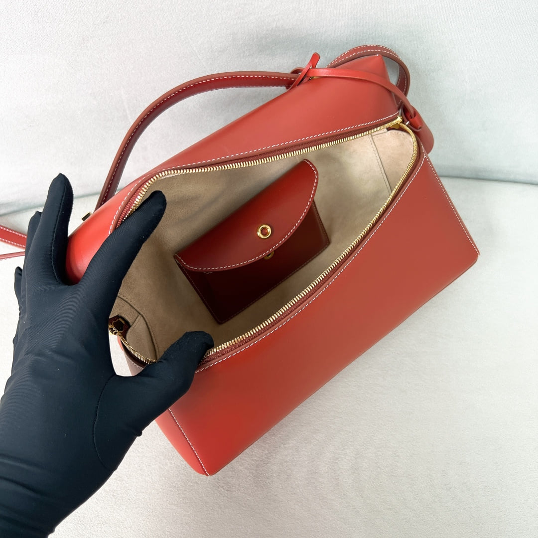Extra Bag L27 - кирпично-красный, золотистая фурнитура - замша Loro Piana Extra Bag L27