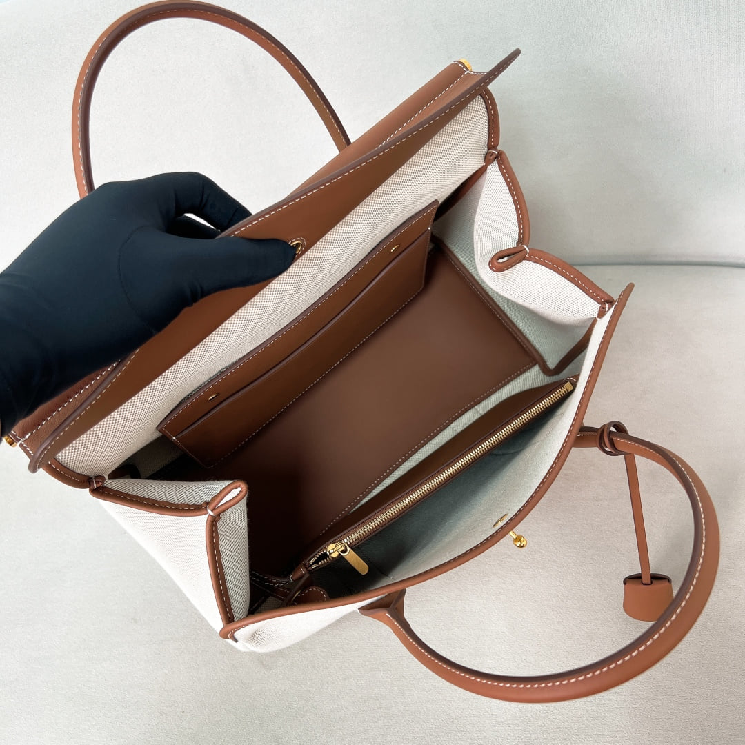 Loom L32 - натуральный с карамельным, золотистая фурнитура - канвас и кожа Loro Piana Loom L32