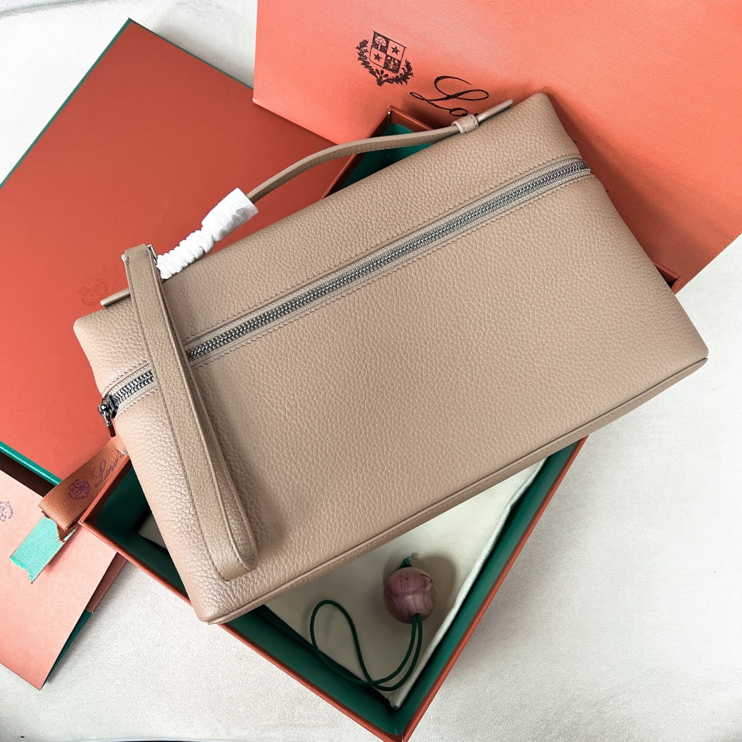 Extra Pouch - серо-бежевый, серо-голубой - зернистая телячья кожа Loro Piana Extra Pouch