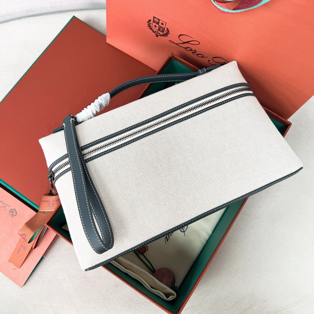 Extra Pouch - канвас и кожа - 96B8DE Loro Piana Extra Pouch