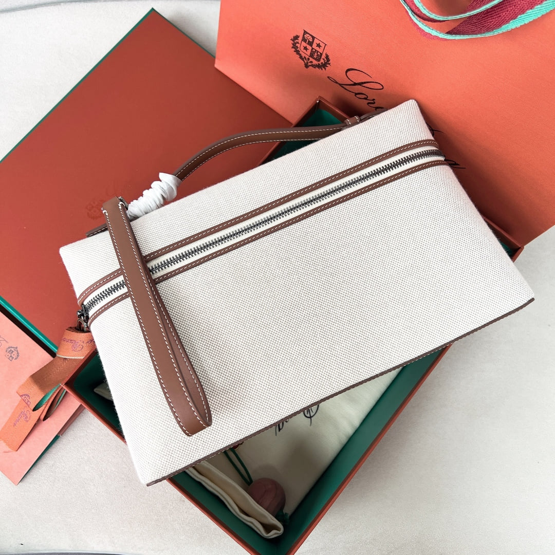 Extra Pouch - канвас и кожа - 02458B Loro Piana Extra Pouch