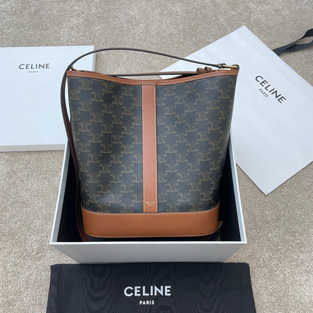 Bucket - 191132 - коричневый канвас с монограммой Celine 191132
