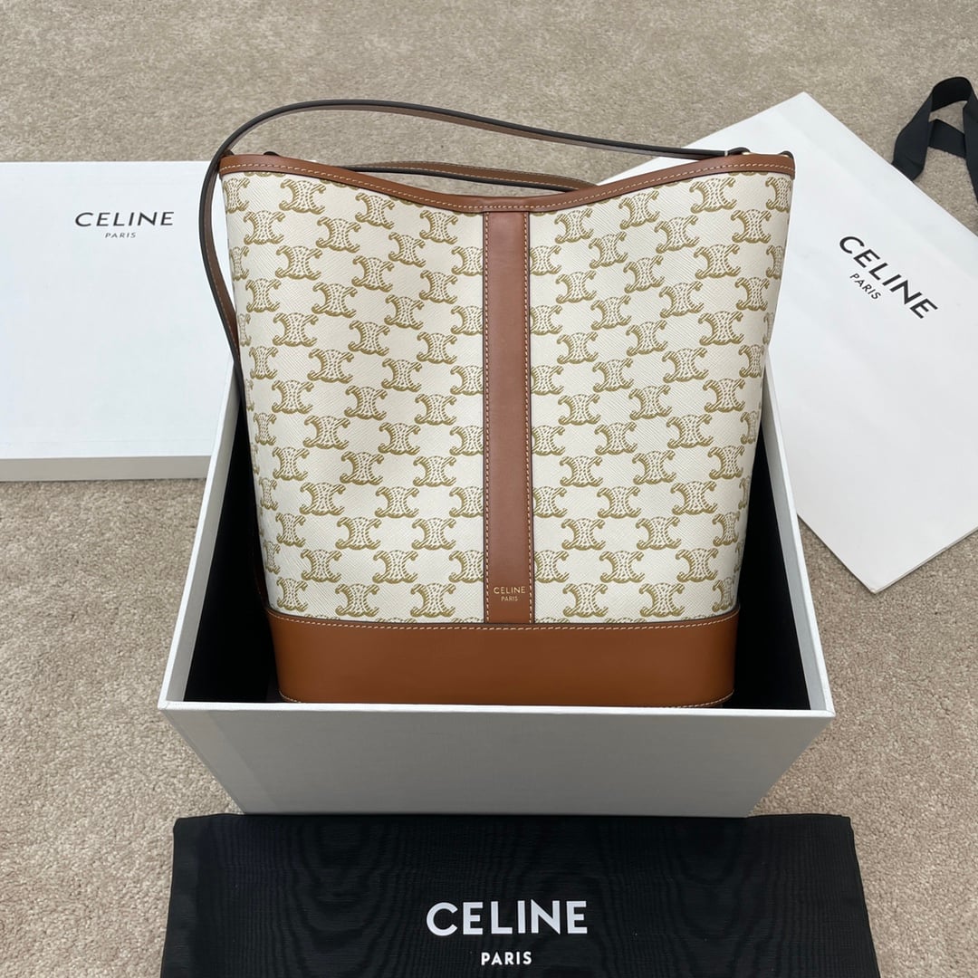 Bucket - 191132 - белый канвас с монограммой Celine 191132