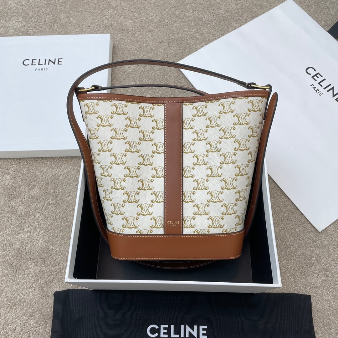 Bucket - 191442 - белый канвас с монограммой Celine 191442