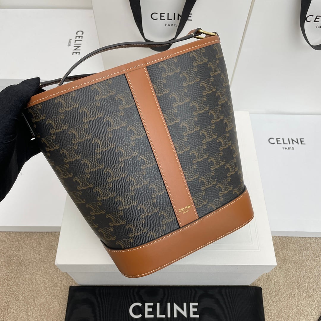 Bucket - 191442 - коричневый канвас с монограммой Celine 191442