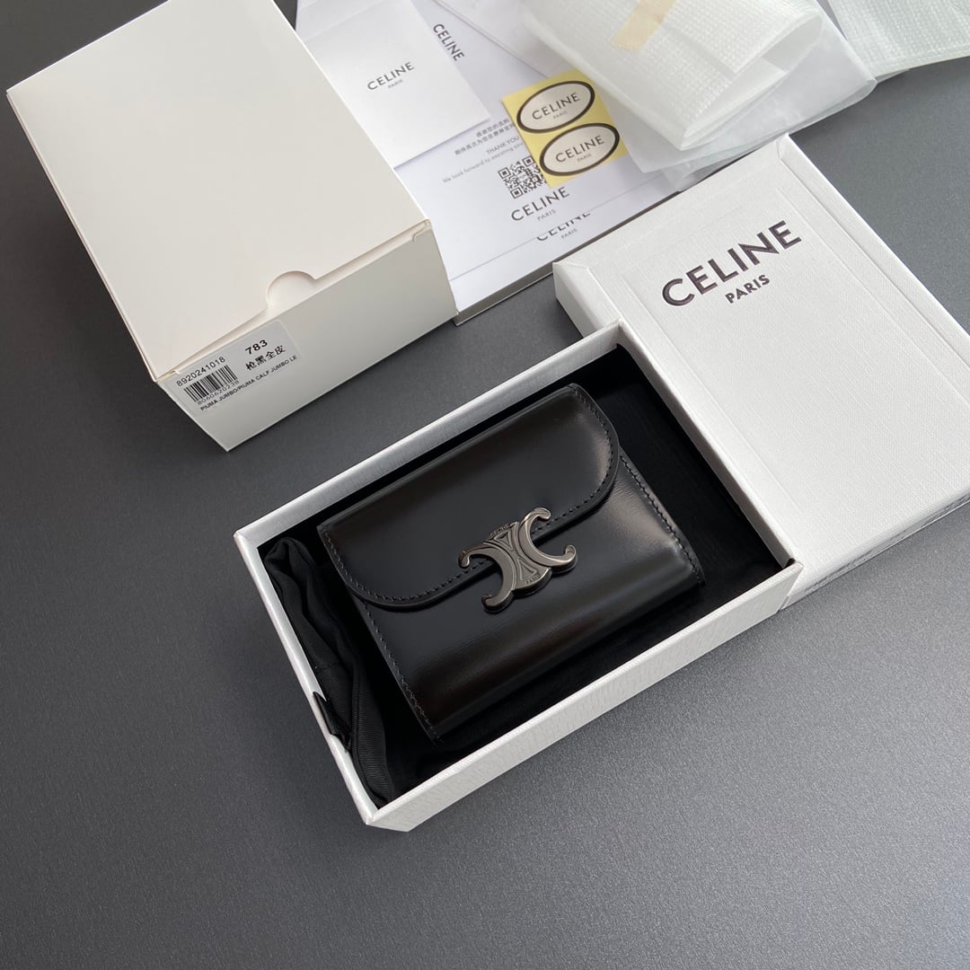 Triomphe Wallet - 10D782CQH.04LU783 - черный, темная фурнитура - DB1302 Celine 10D782CQH.04LU783