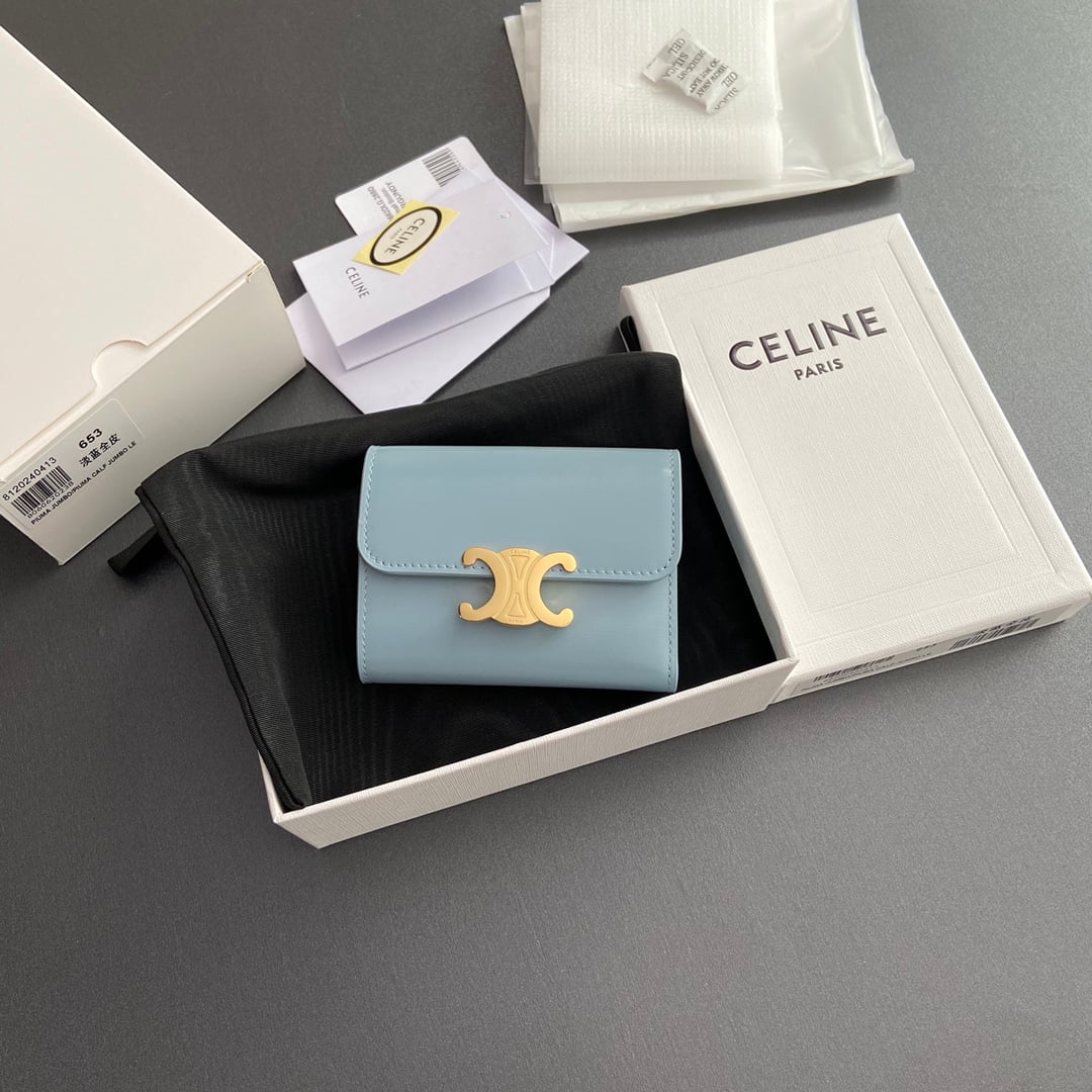 Triomphe Card Holder - 10l653DS3.04LU652 - голубой Celine 10l653DS3.04LU652
