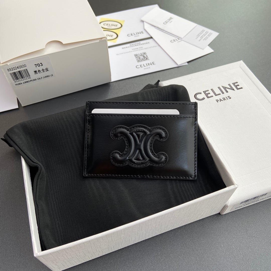 Triomphe Card Holder - 10B703EMJ.04LU - черный - B0D71A Celine 10B703EMJ.04LU
