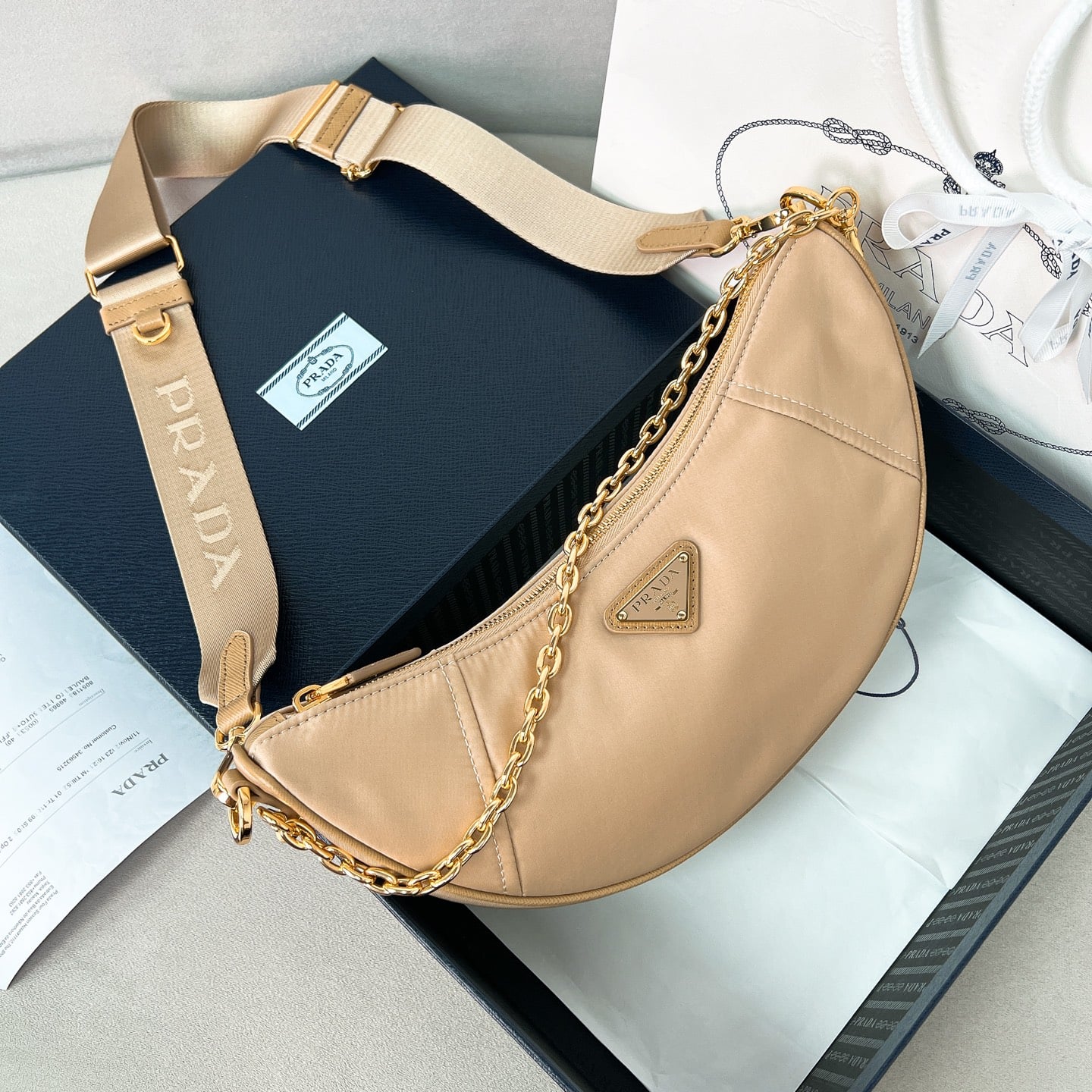 Bag - 1BH222 - бежевый Prada 1BH222